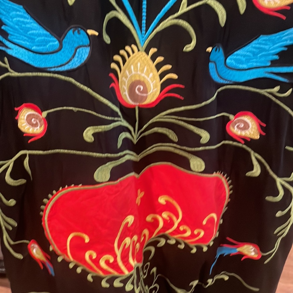 28.LAST 1! OVERSIZED Black Bohemian Embroidered Button Down Maxi Dream Dress - Picture 6 of 7